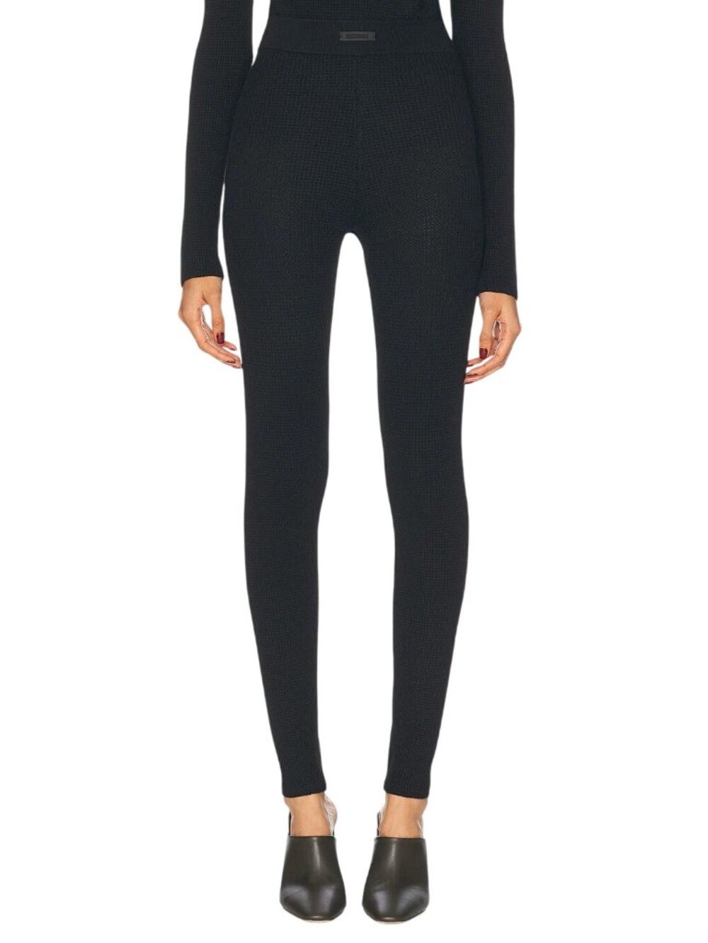 Fear of God ESSENTIALS Waffle Leggingsin Black Large New Womens Knit Pants